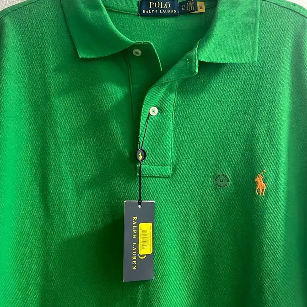 POLO RALPH LAUREN Tall Short Sleeve Iconic Mesh Classic Polo Green Size LT - Picture 2 of 3